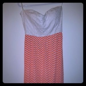 White Peach Lace Chiffon Open Back Dress